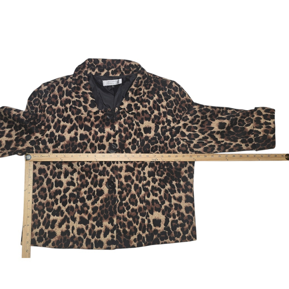 VTG Women's Tahari ASL Blazer, Size 18, Brown Leopard Print Snap Button - Picture 2 of 8